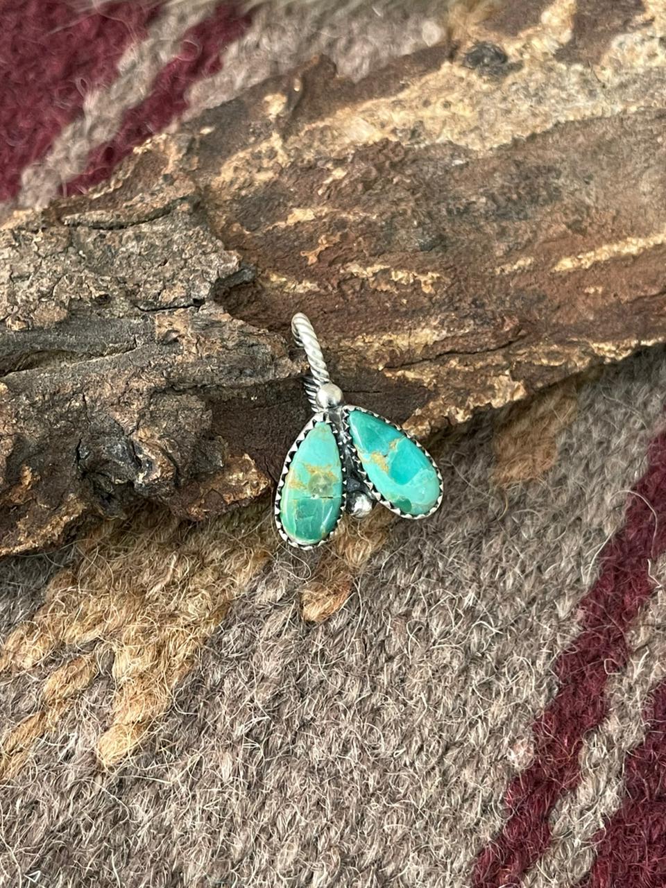 Handmade Sterling Silver Kingman Turquoise Hat Pin "Signed Nizhoni"