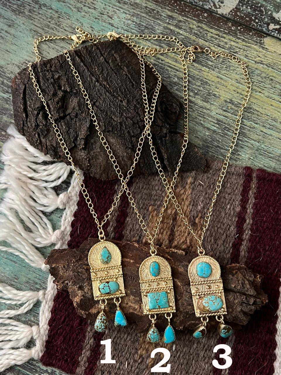 “The Golden Collection” Handmade Number 8 Turquoise with Gold Necklace