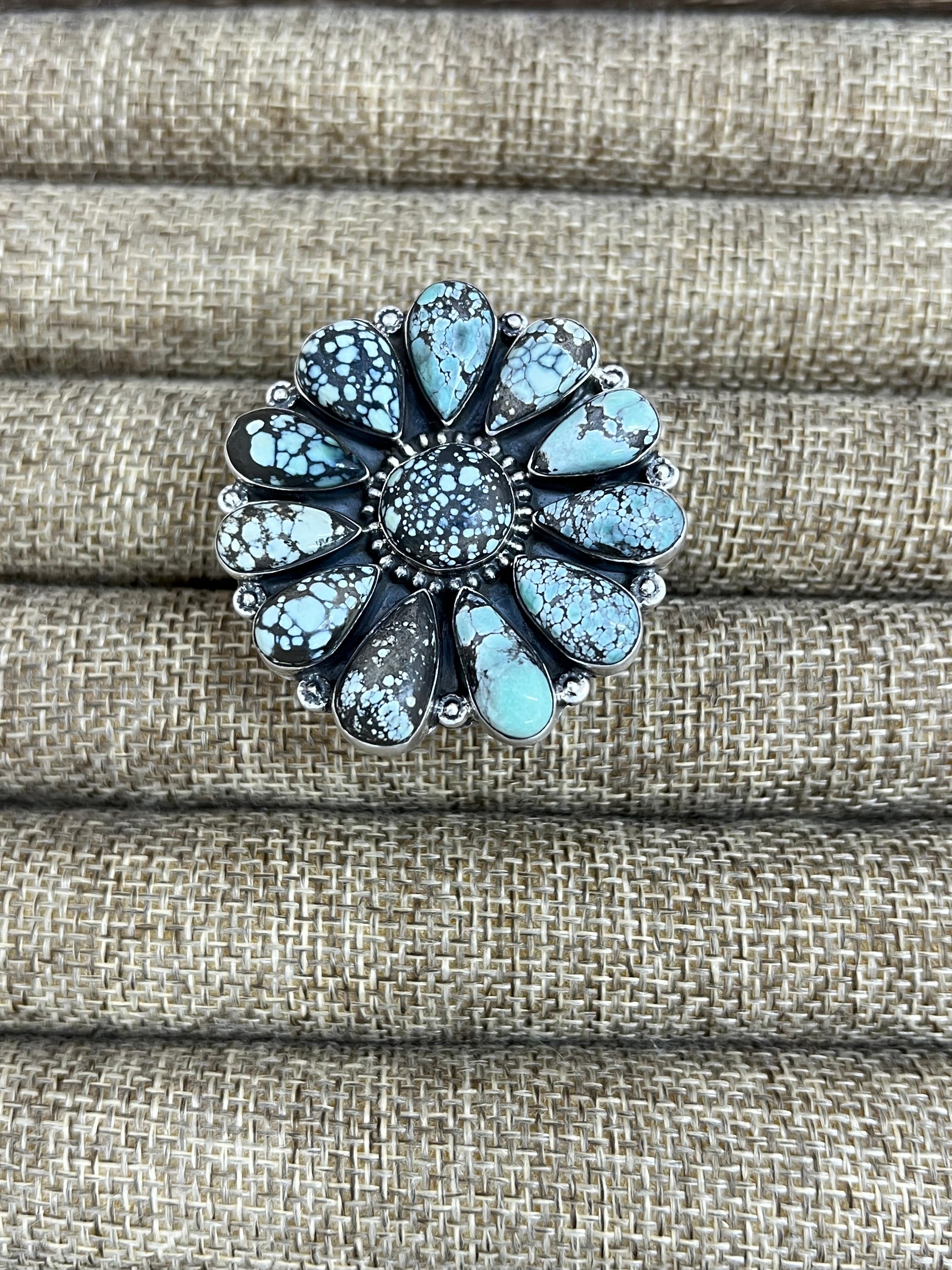 Handmade Sterling Silver Starfox Variscite Adjustable Ring Signed Nizhoni