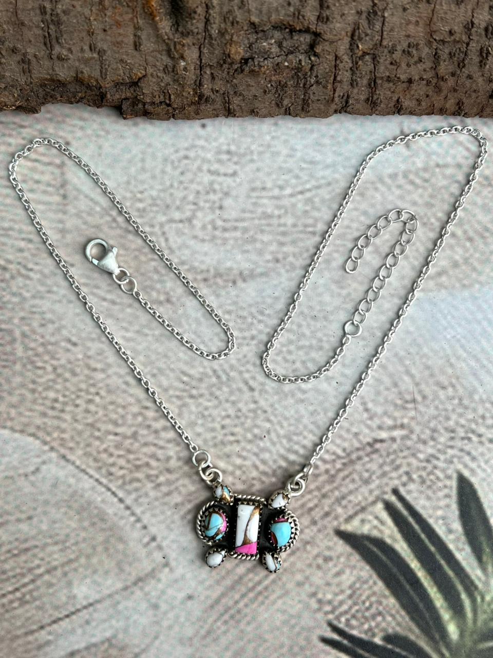 Handmade Sterling Silver Cotton Candy Necklace "Signed Nizhoni"
