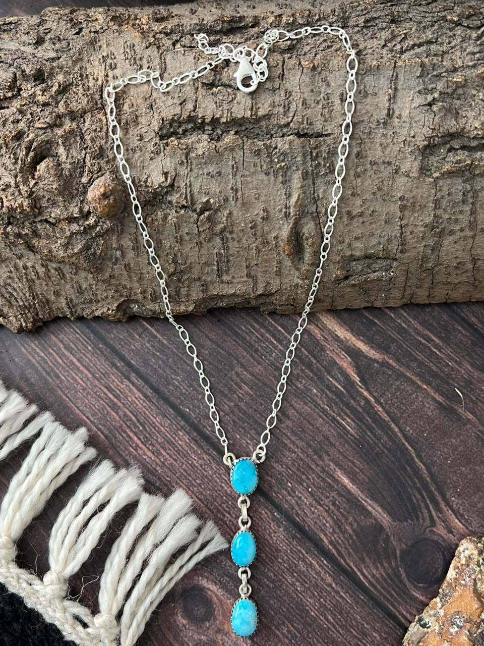Handmade Sterling Silver Sierra Bella Turquoise Necklace Signed Nizhoni