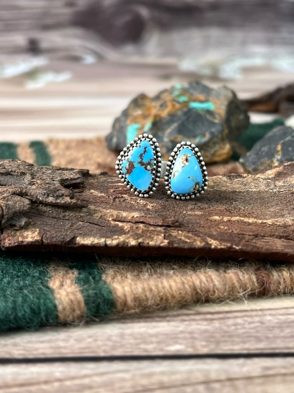 Handmade Sterling Silver Golden Hills Turquoise Adjustable Ring Signed Nizhoni