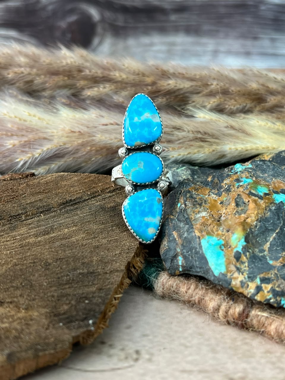 Handmade Sterling Silver Hardy Pit Collection: Adjustable Ring Signed Nizhoni