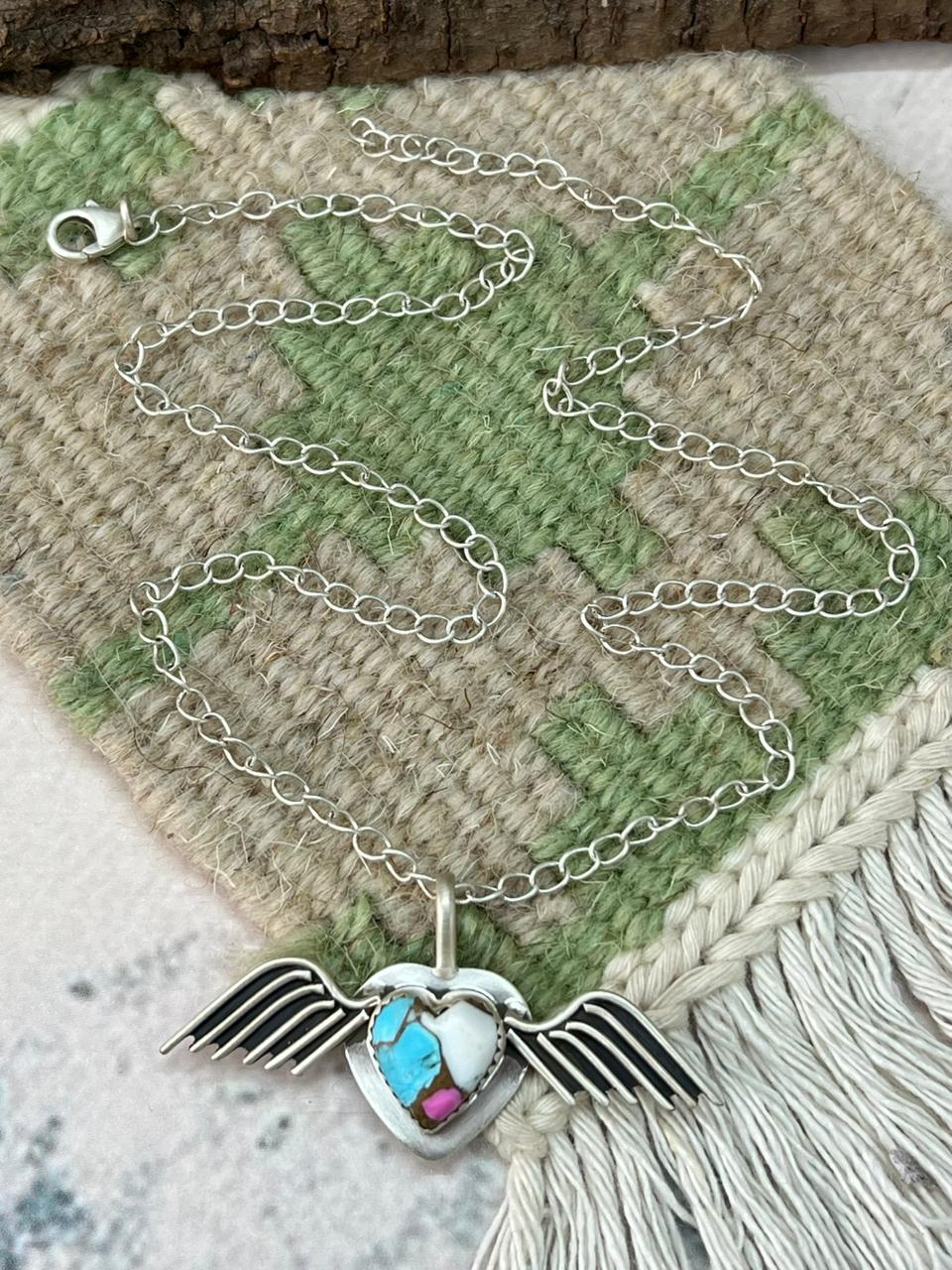 Handmade Sterling Silver Cotton Candy Necklace "Signed Nizhoni"