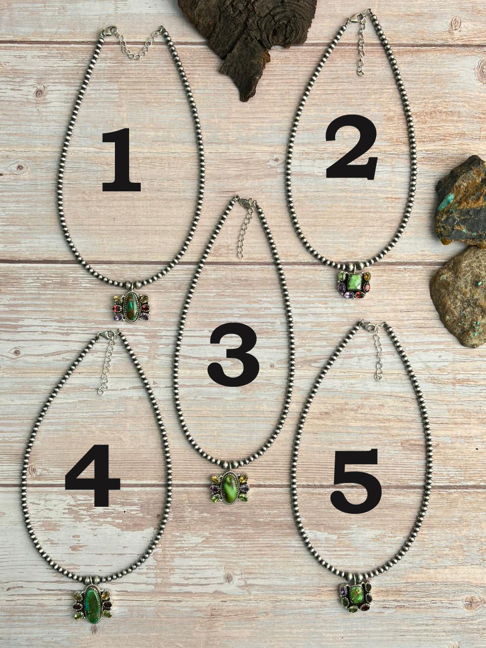 Handmade Sterling Silver Beaded Sonoran with Cut Stone Necklace "Signed Nizhoni"