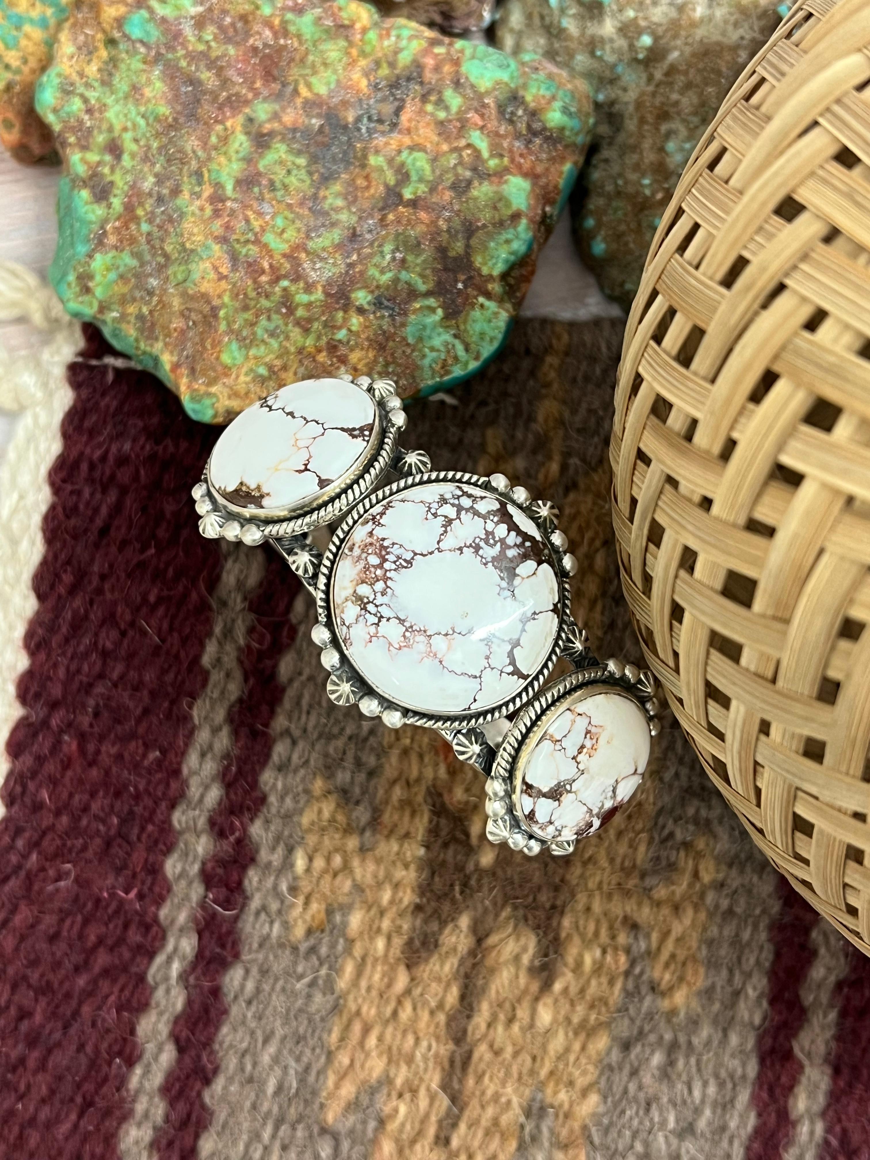 Handmade Sterling Silver Wild Horse Bracelet with Signed Nizhoni