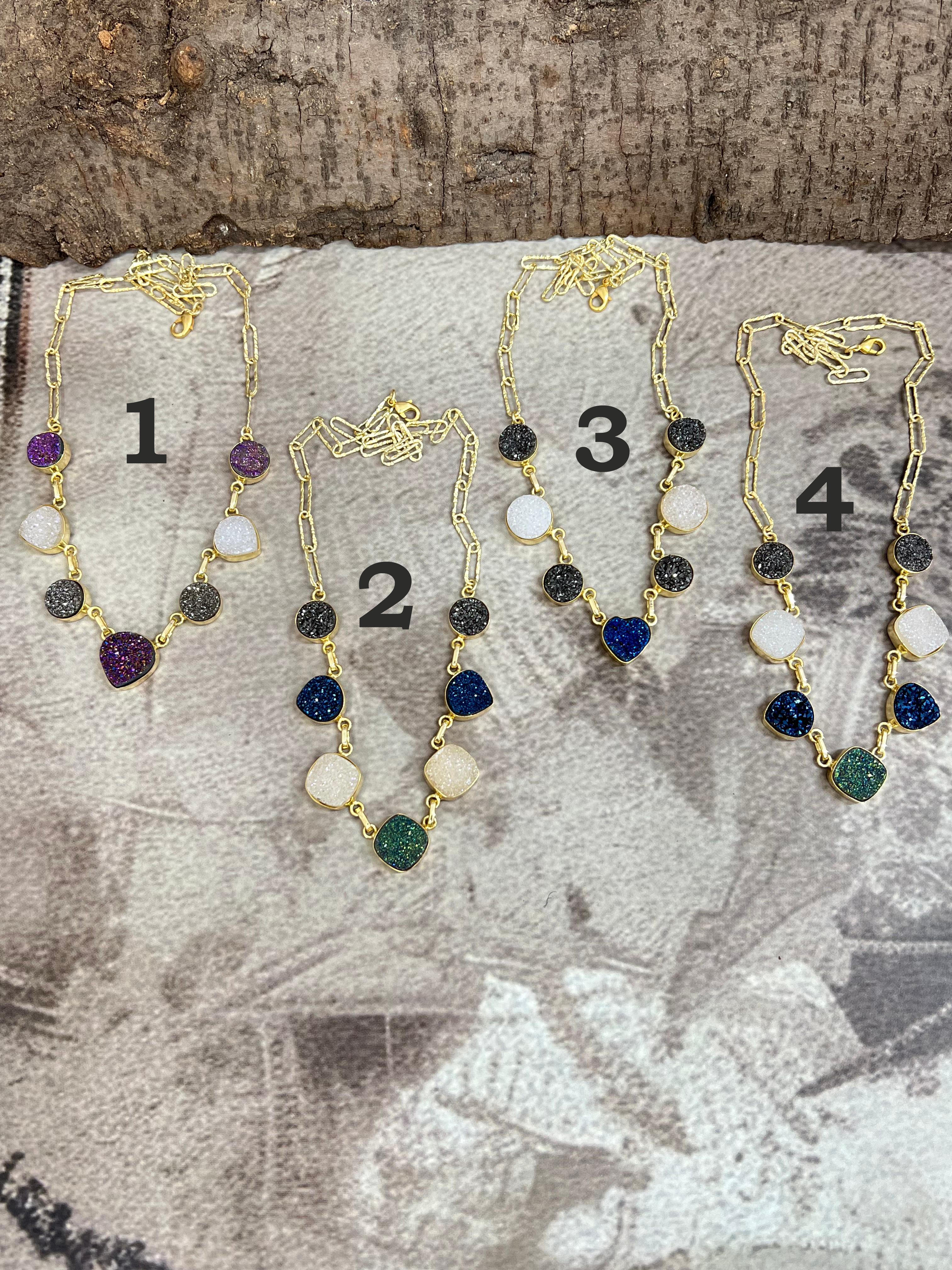 “The Boho Collection” Handmade Natural Druzy Necklace