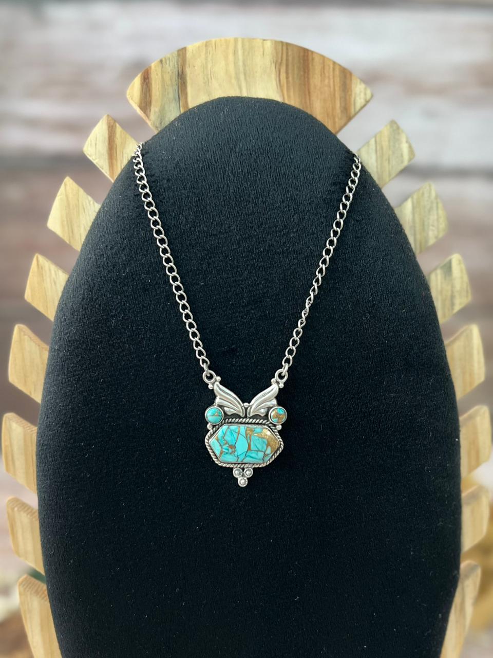 Handmade Sterling Silver Mint Dahlia Collection: Necklace "Signed Nizhoni"