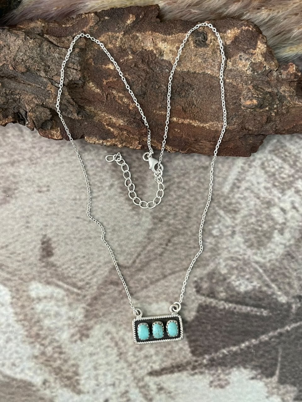 Handmade Sterling Silver Number 8 Turquoise Collection: Necklace Signed Nizhoni