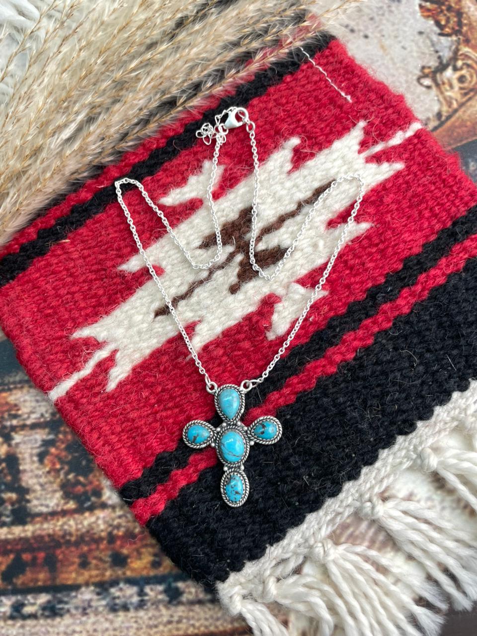 Handmade Sterling Silver Arizona Blue Turquoise Necklace "Signed Nizhoni"
