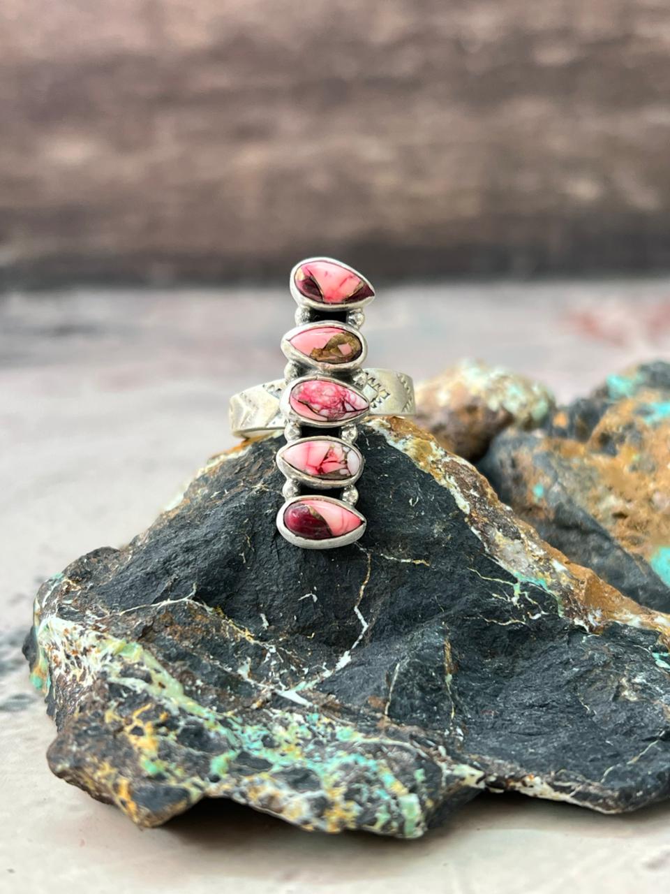 Handmade Sterling Silver Dahlia Rose Adjustable Ring "Signed Nizhoni"