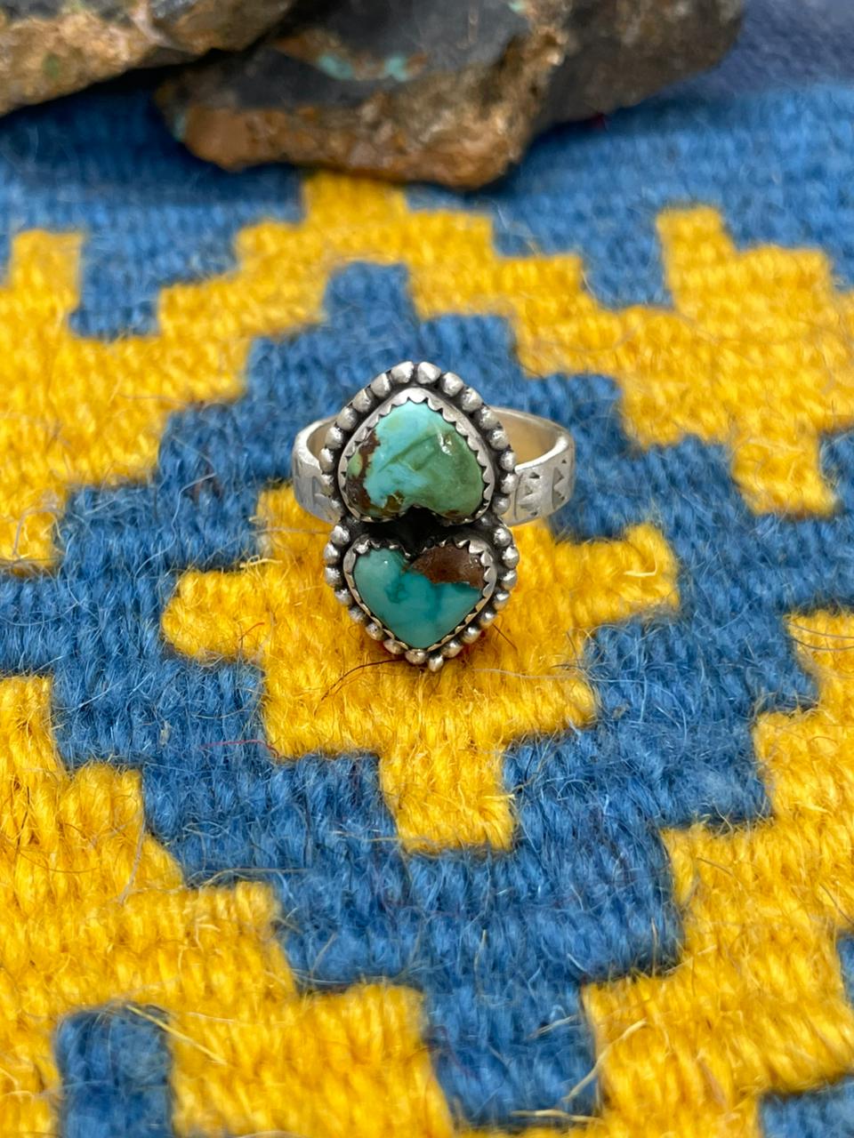 Handmade Sterling Silver Sonoran Mountain Turquoise Adjustable Ring " Signed Nizhoni"
