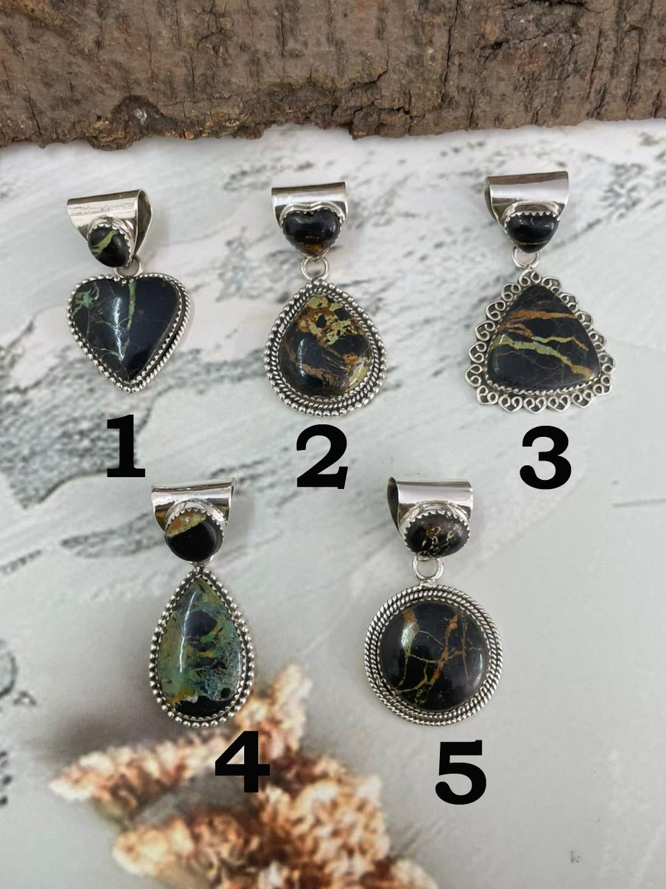 Handmade Sterling Silver Blackjack Turquoise Pendant "Signed Nizhoni"