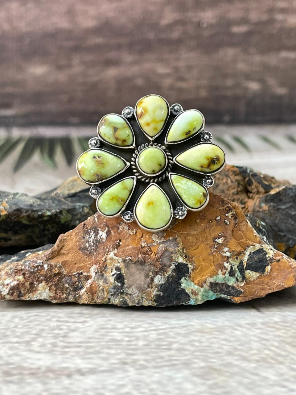 Handmade Sterling Silver Palomino Turquoise Adjustable Ring "Signed Nizhoni"