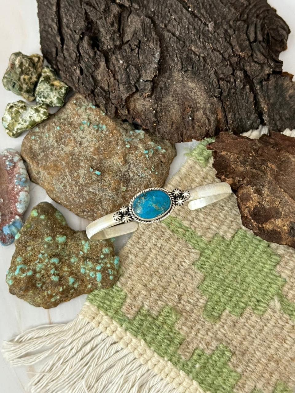 Handmade Sterling Silver Arizona Turquoise Bracelet "Signed Nizhoni"