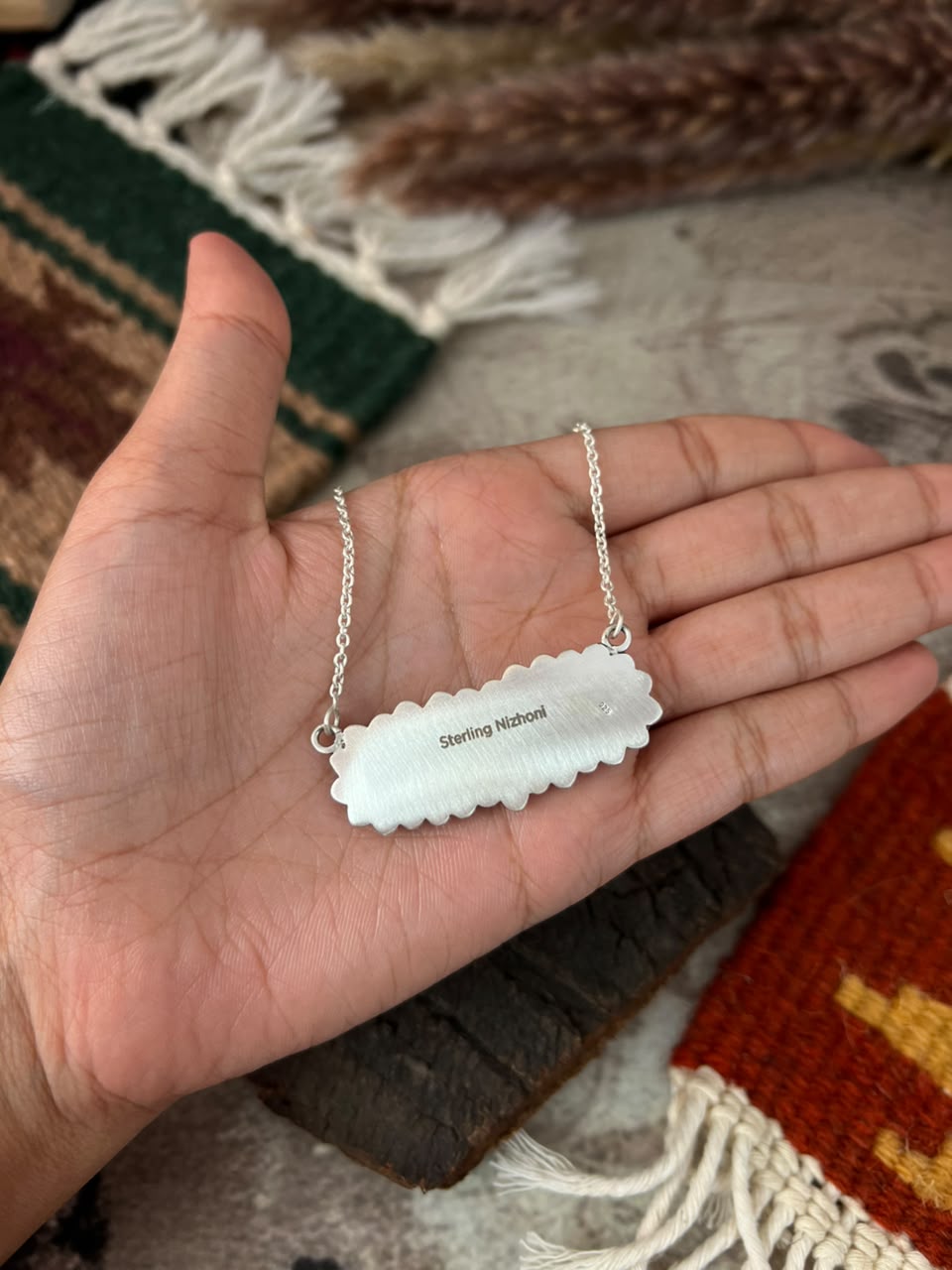 Handmade Sterling Silver Cotton Candy Necklace Signed Nizhoni