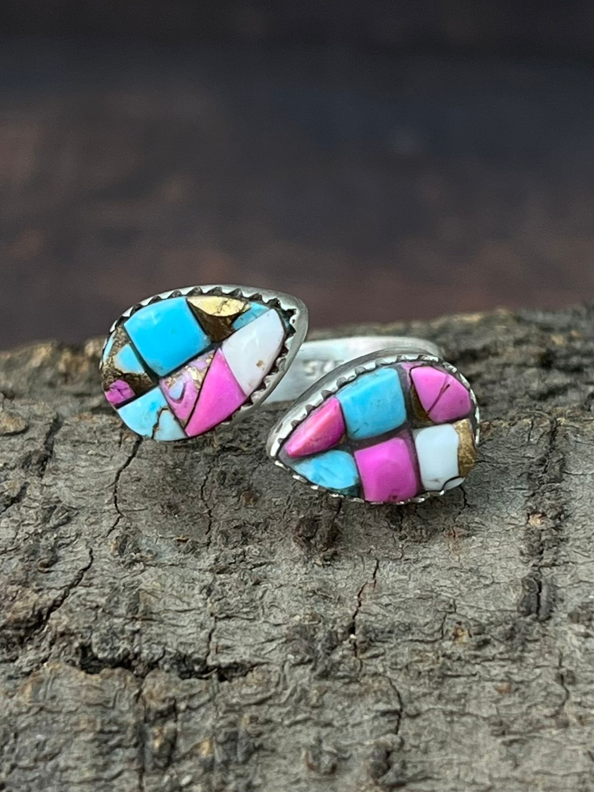 Handmade Sterling Silver Cotton Candy Adjustable Ring "Signed Nizhoni"