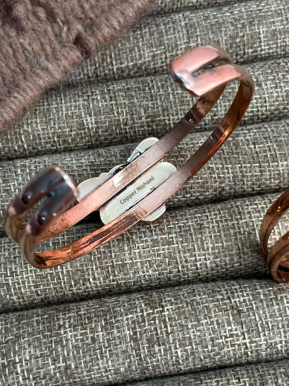 Handmade Paloma and Royston Turquoise Copper Collection: Cuff Bracelet Signed Nizhoni
