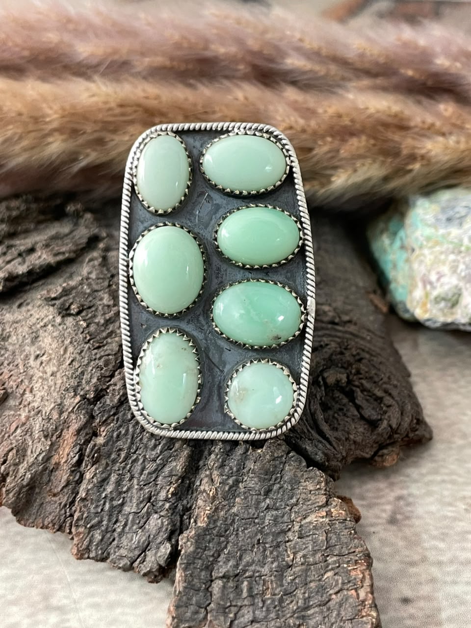 Handmade Sterling Silver Paloma Turquoise Adjustable Ring Signed Nizhoni