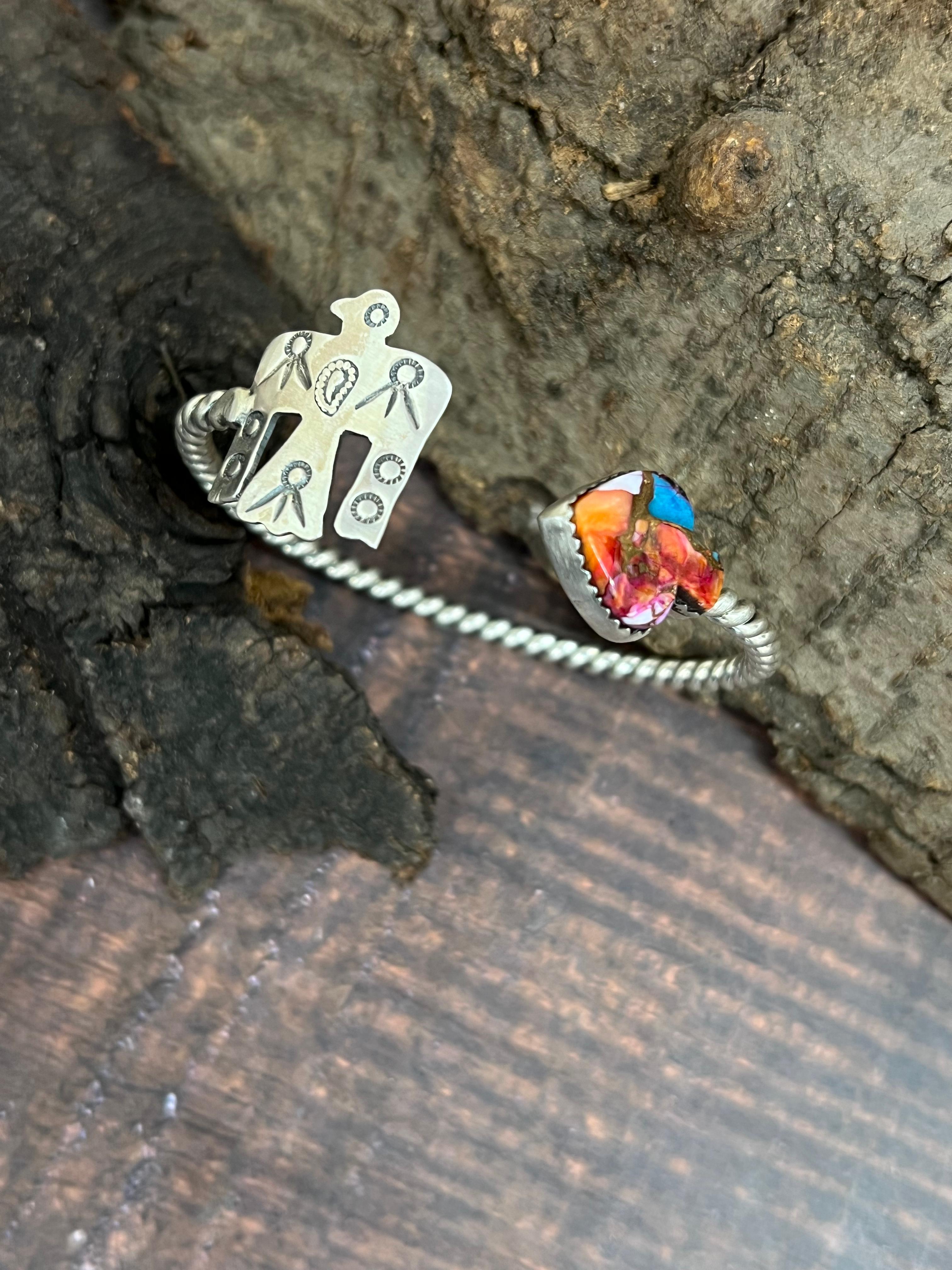 Handmade Sterling Silver Pink Dream Bracelet with Signed Nizhoni (3)