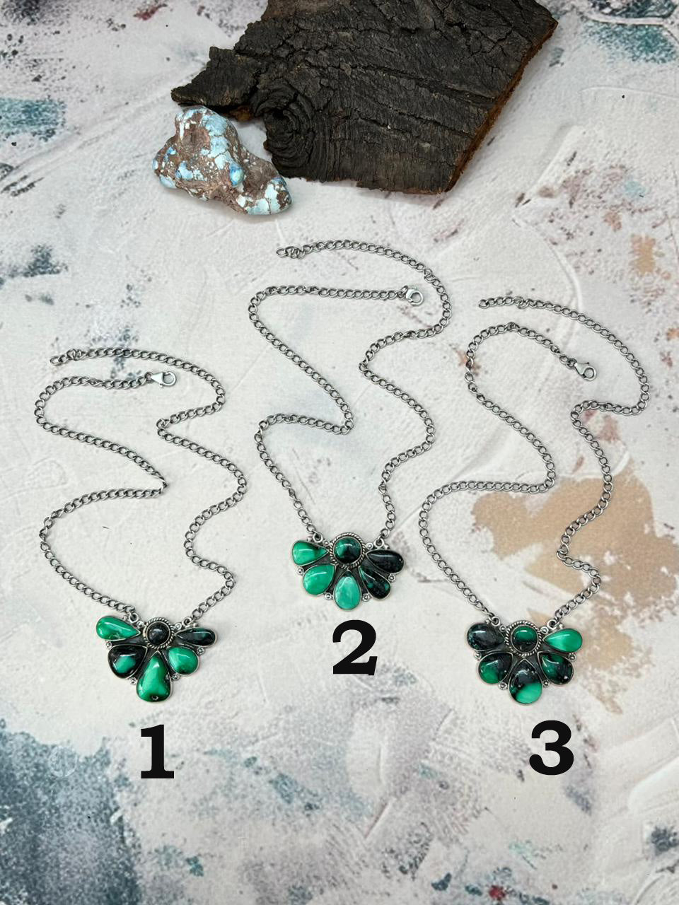 Handmade Sterling Silver Emerald Rose Necklace "Signed Nizhoni"