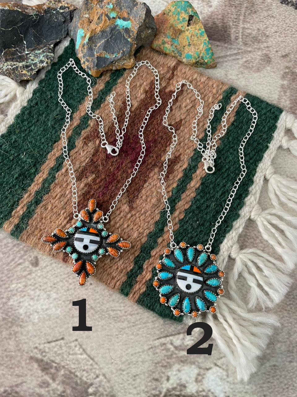 Handmade Sterling Silver Turquoise and MOP Necklace "Signed Nizhoni"