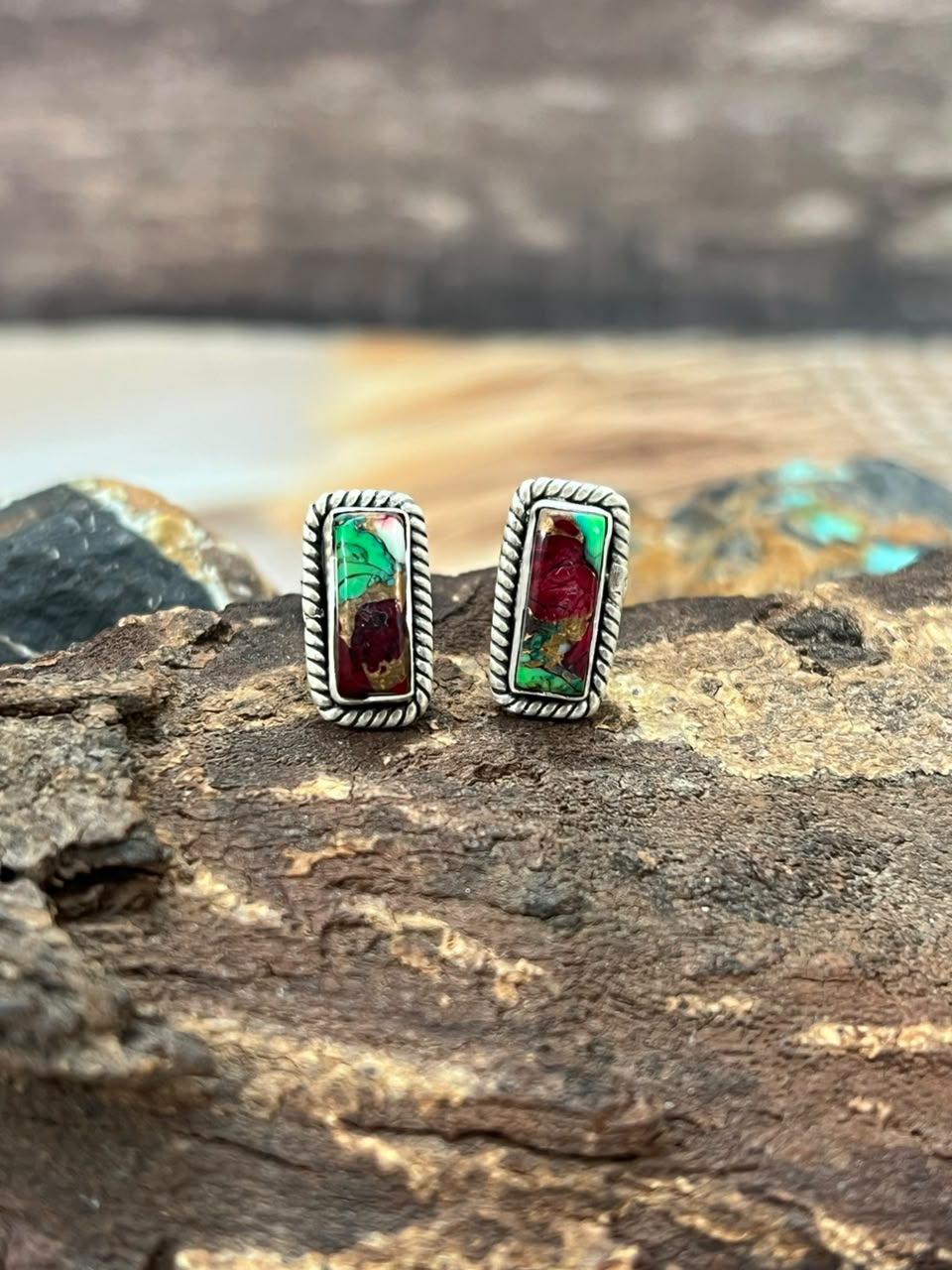 Handmade Sterling Silver Christmas Dahlia Collection: Post Studs Earrings Signed Nizhoni