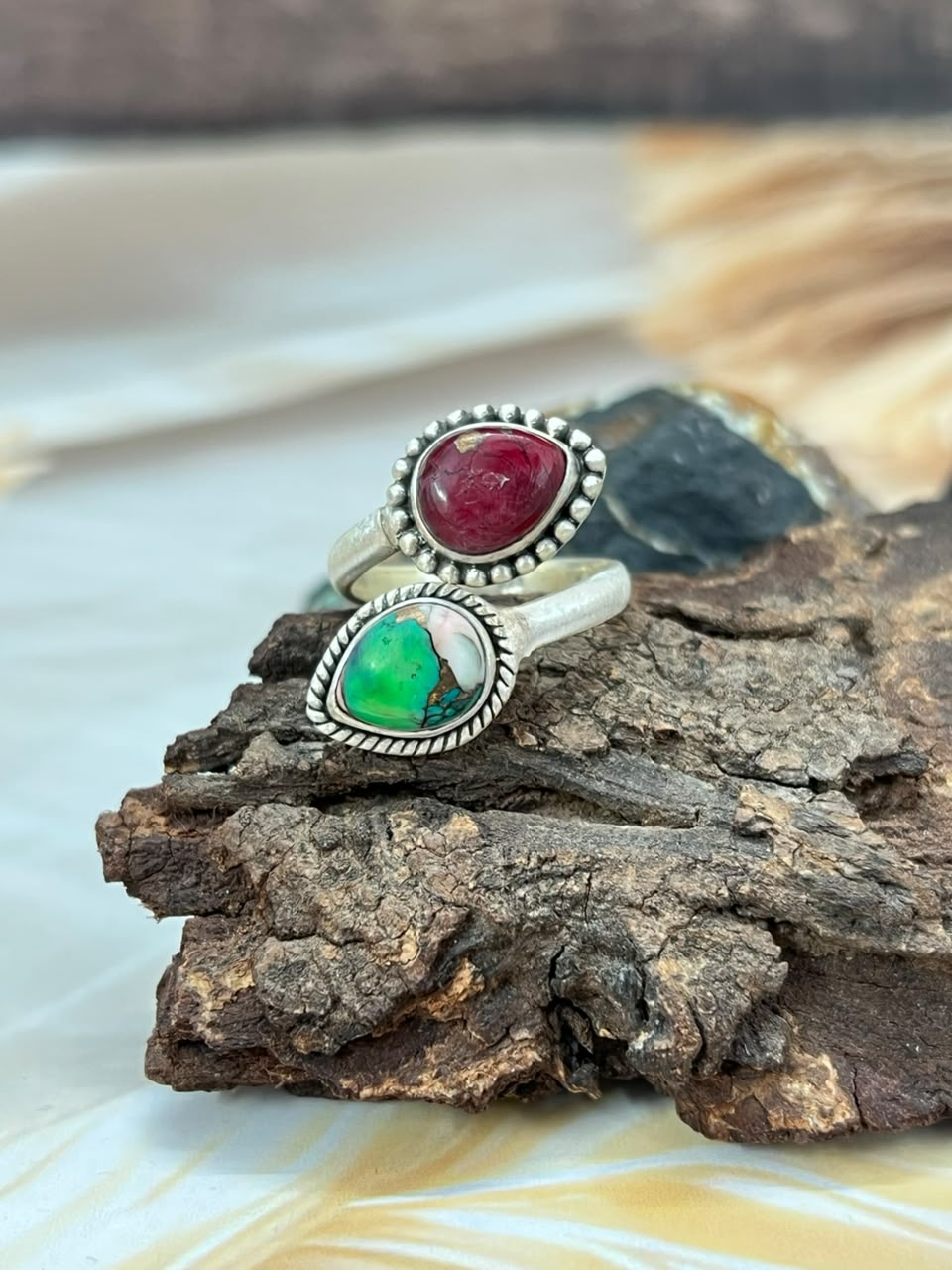Handmade Sterling Silver Christmas Dahlia Collection: Adjustable Ring Signed Nizhoni