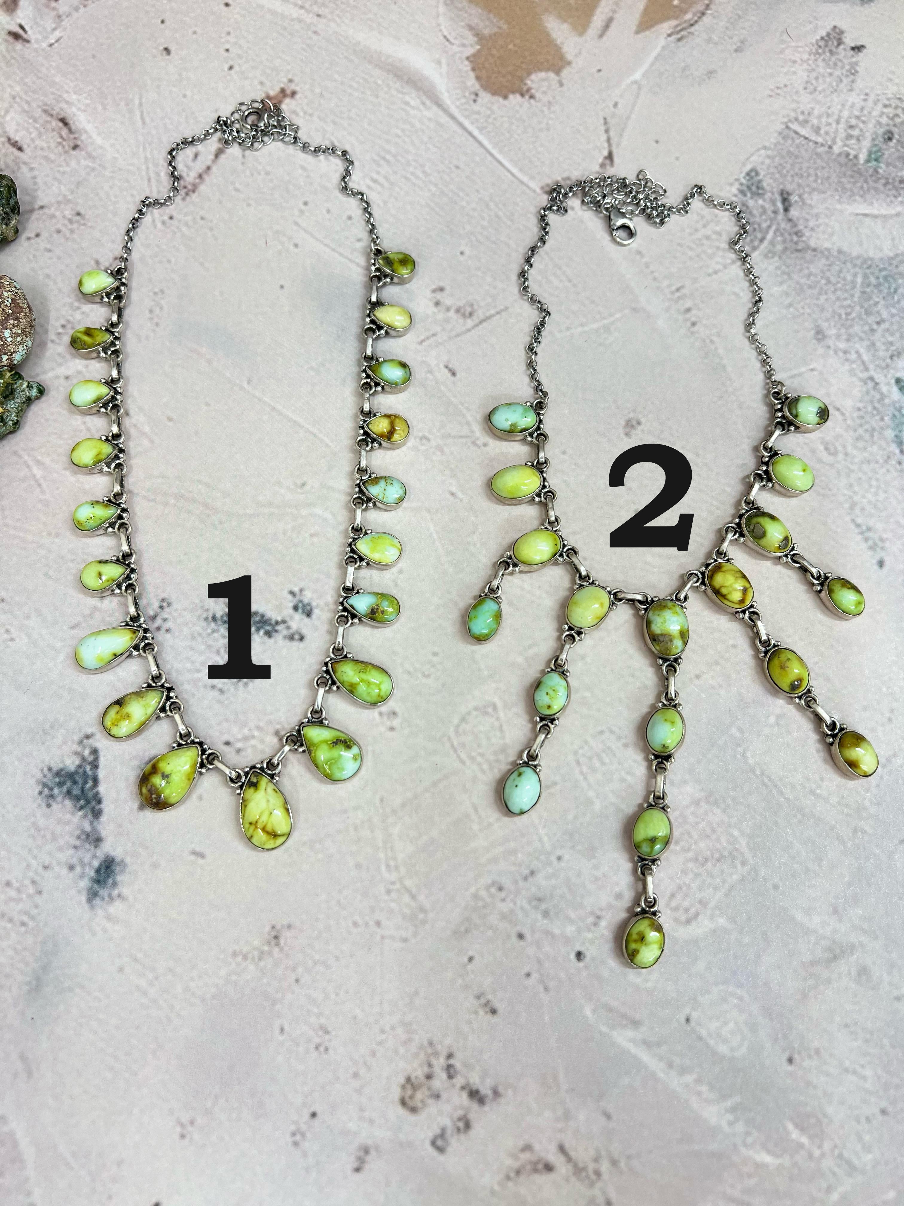 Handmade Sterling Silver Palomino Turquoise Necklace with Signed Nizhoni