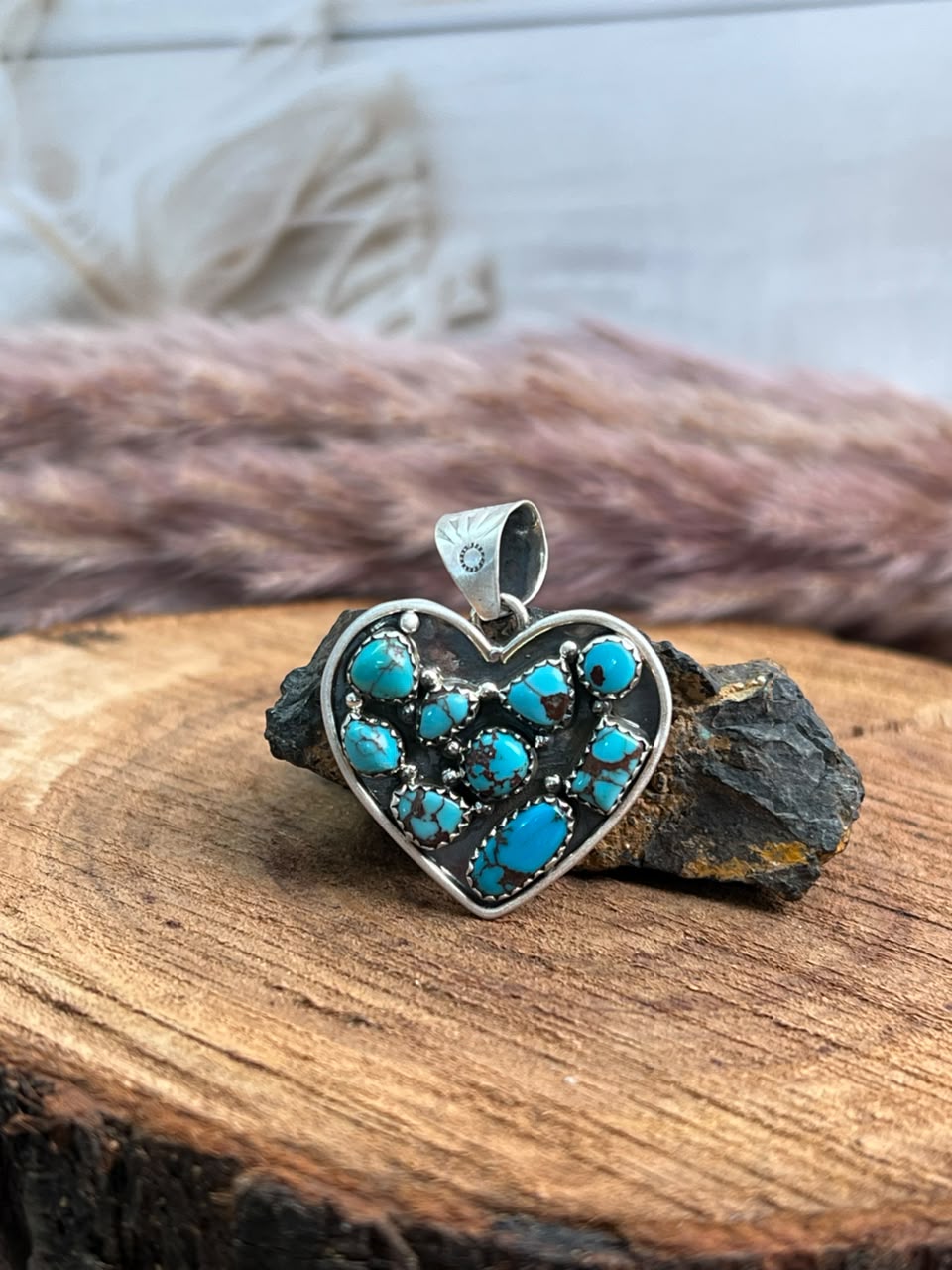 Handmade Sterling Silver Egyptian Turquoise Collection: Pendant Signed Nizhoni