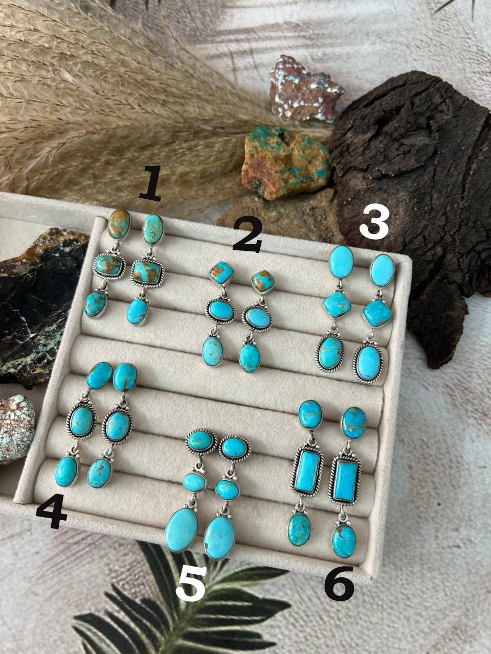 Handmade Sterling Silver Santa Maria Turquoise Post Dangle Earrings "Signed Nizhoni"
