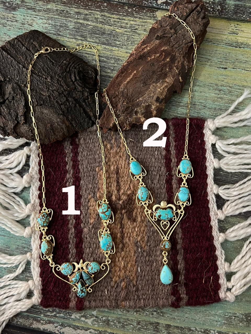 “The Golden Collection” Handmade Number 8 Turquoise with Gold Drop Necklace