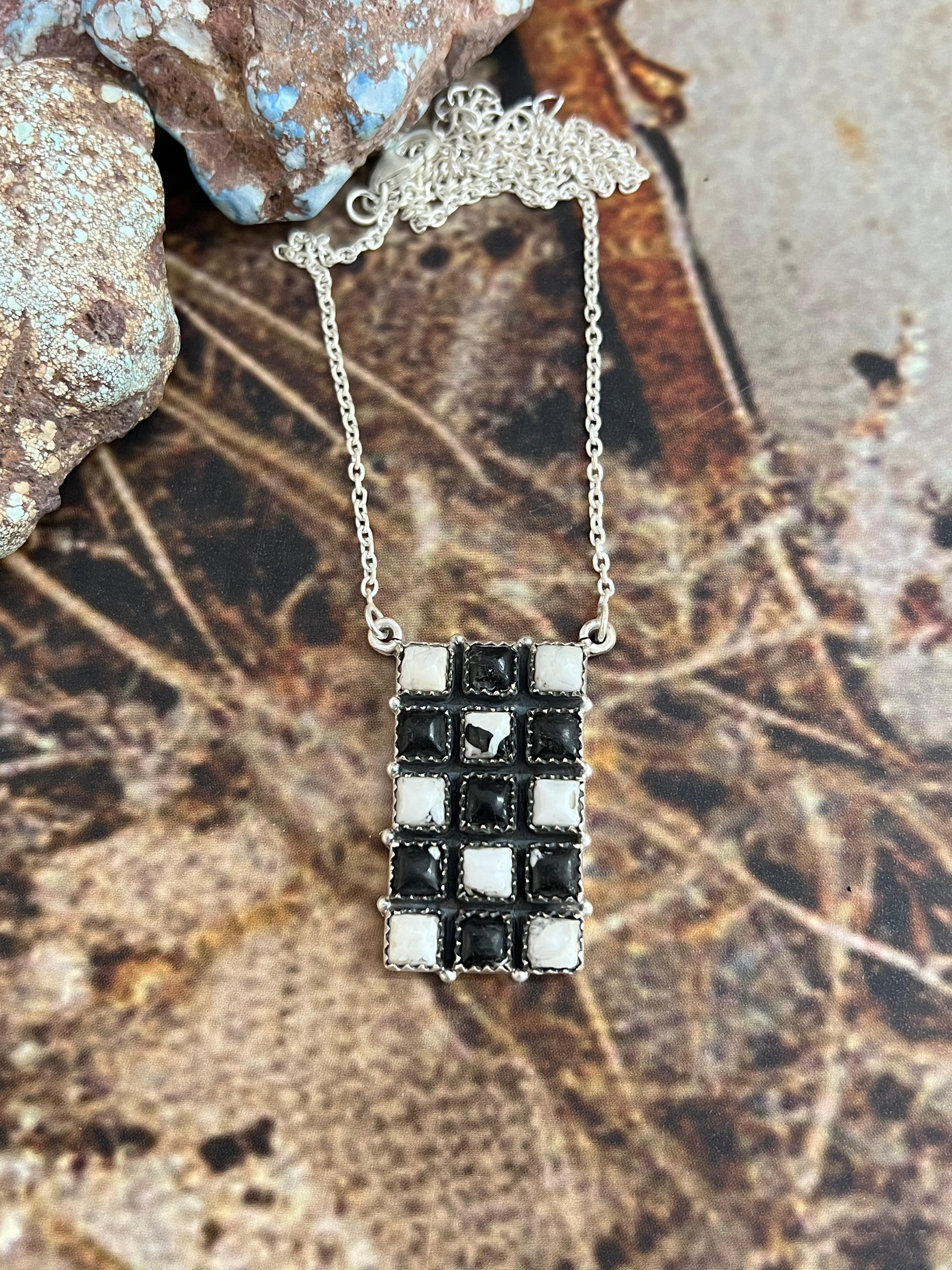 Handmade Sterling Silver White Buffalo Necklace with Signed Nizhoni (2)