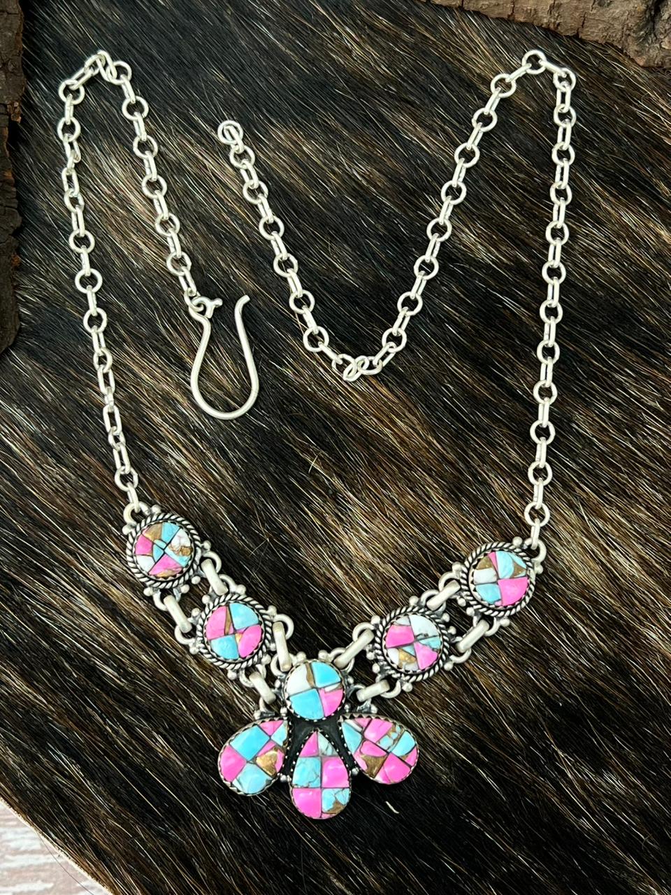 Handmade Sterling Silver Cotton Candy Necklace "Signed Nizhoni"