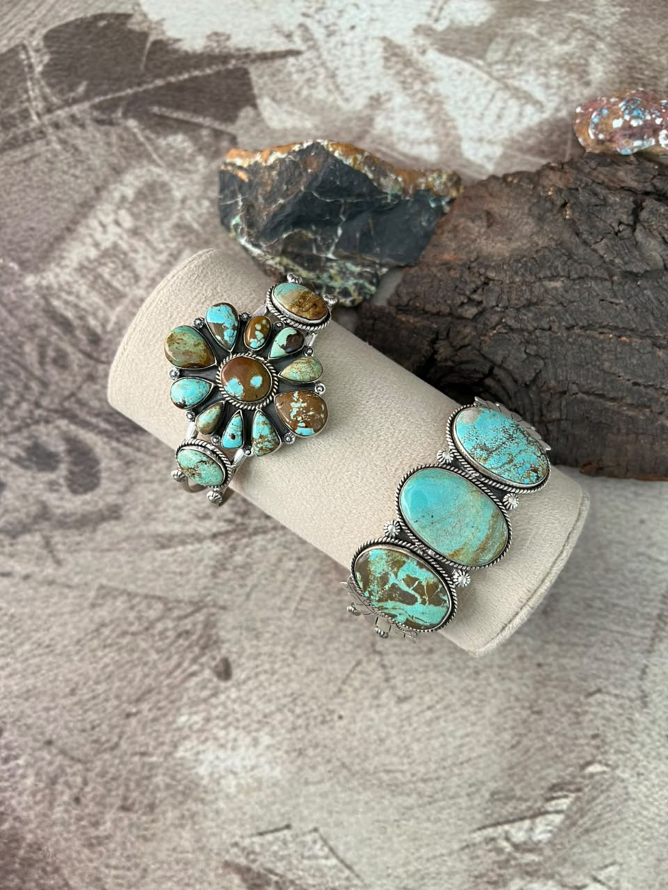 Handmade Sterling Silver Number 8 Turquoise Cuff Bracelet Signed Nizhoni