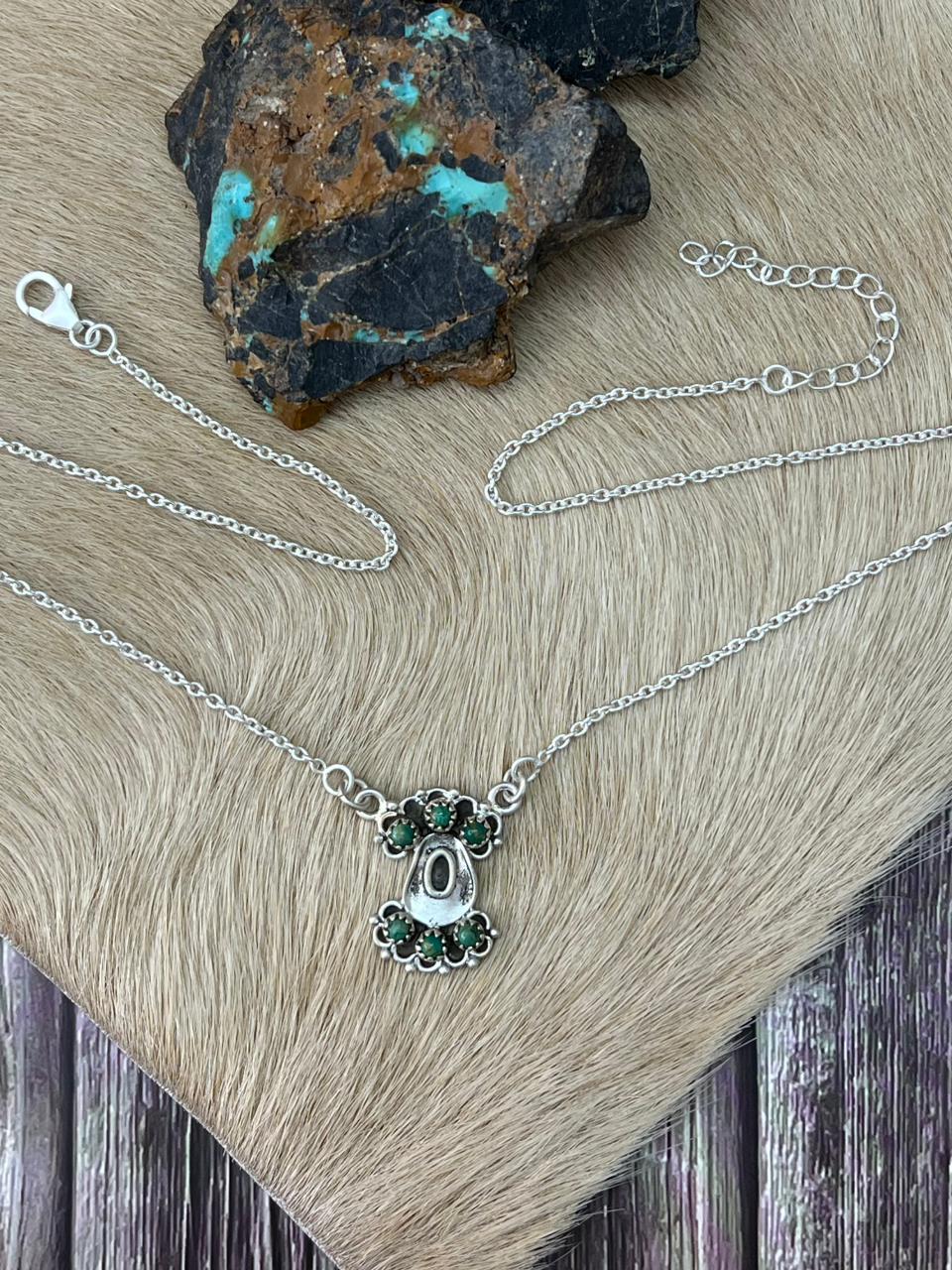Handmade Sterling Silver Kingman Turquoise Necklace "Signed Nizhoni"