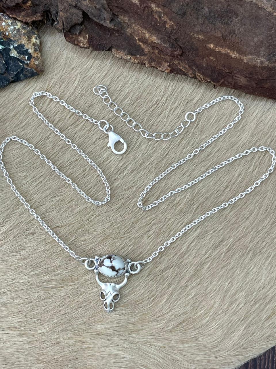 Handmade Sterling Silver Wildhorse Magnesite Necklace "Signed Nizhoni"