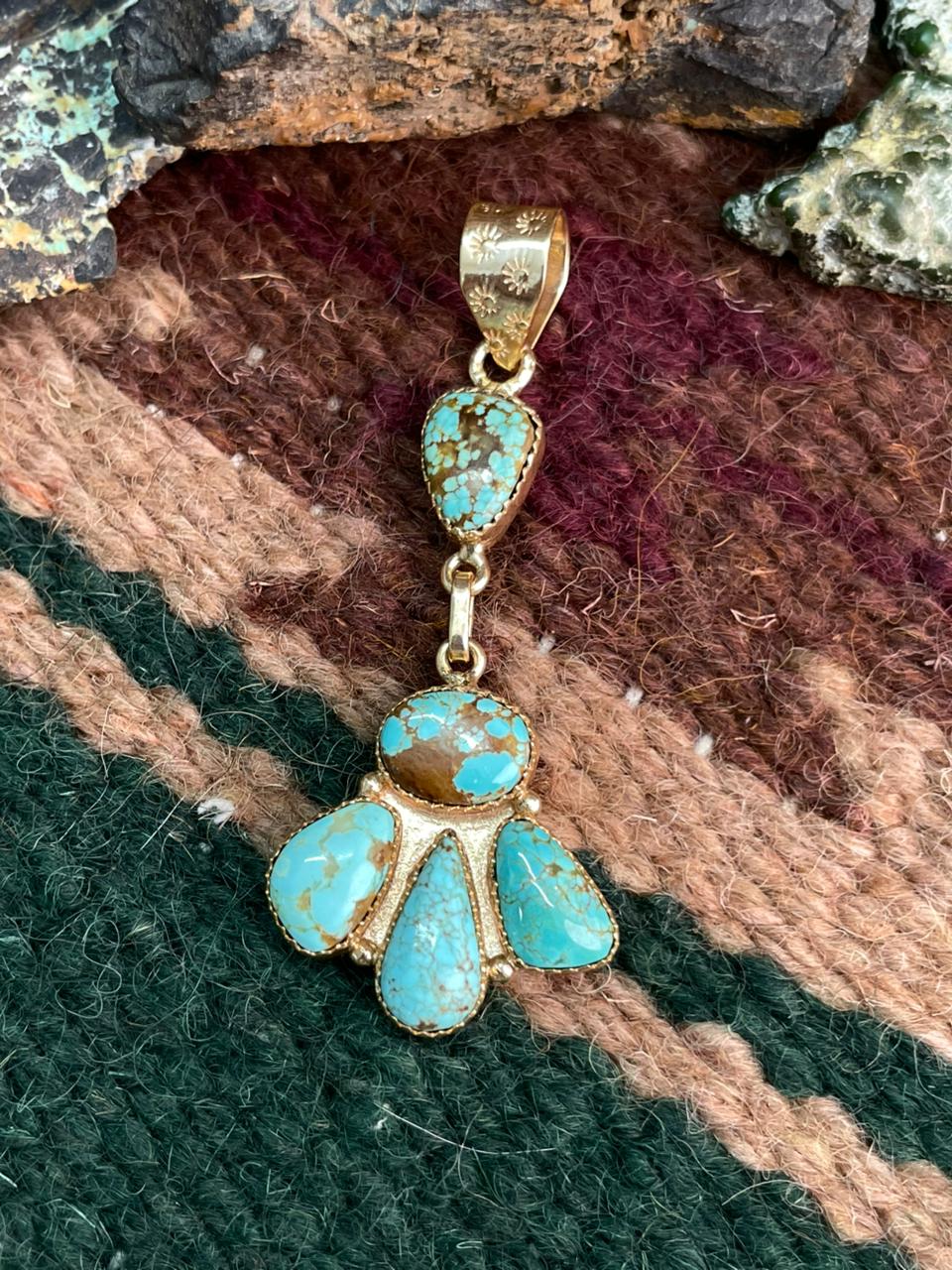 “The Golden Collection” Handmade Number 8 Turquoise with Gold Pendant