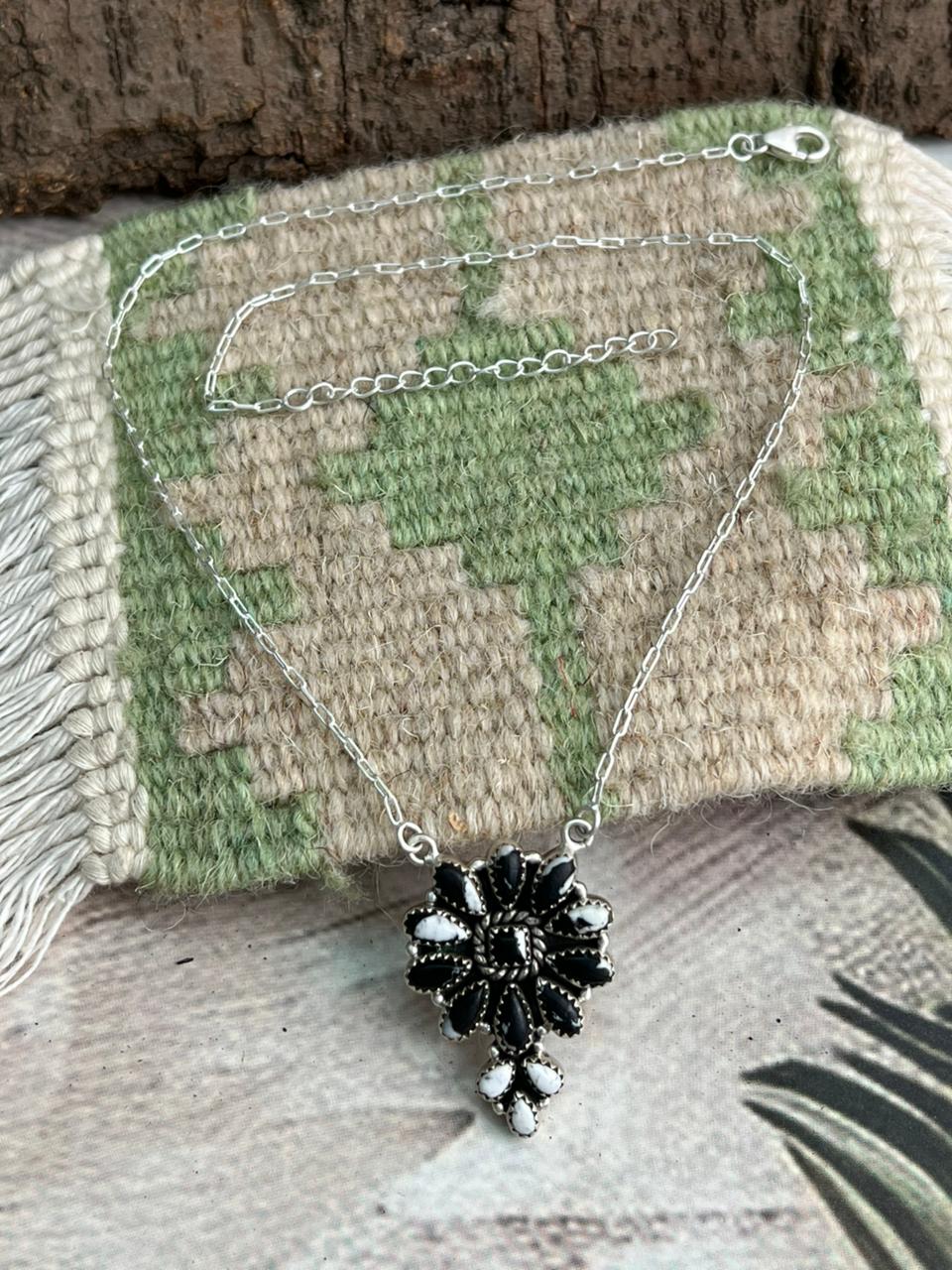 Handmade Sterling Silver White Buffalo Necklace "Signed Nizhoni"