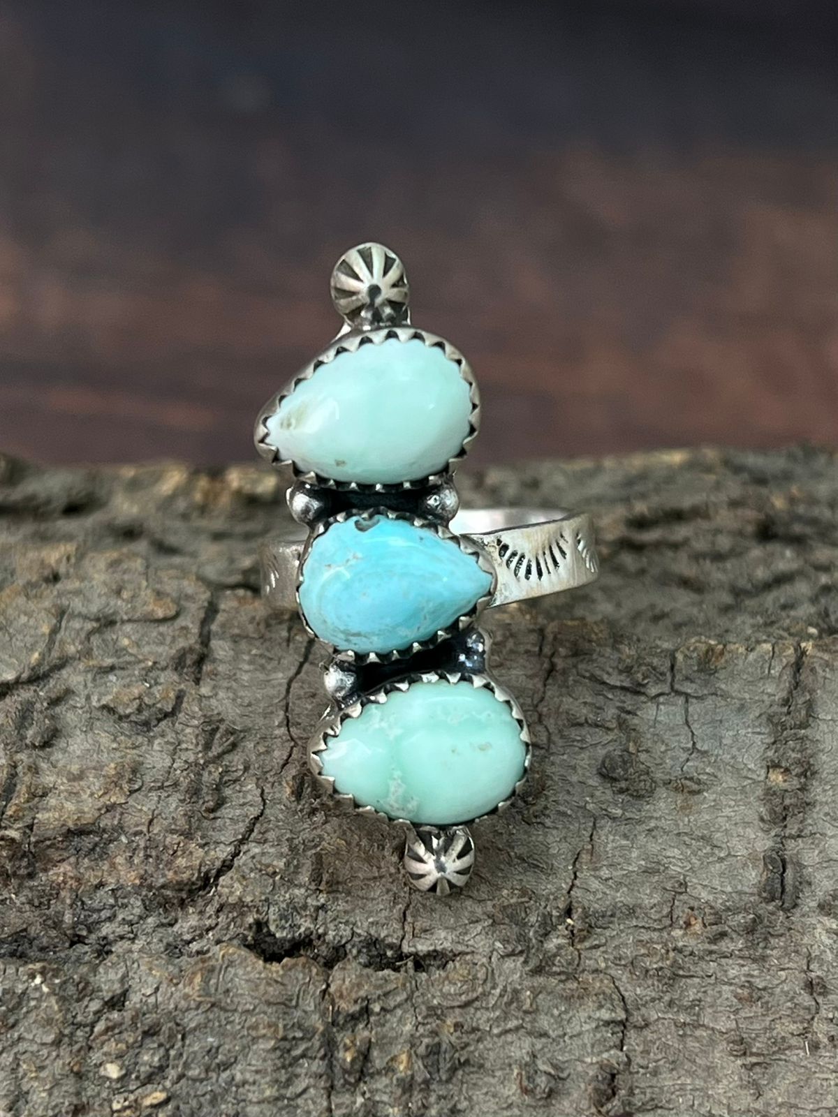 Handmade Sterling Silver White Water with Paloma Adjustable Ring "Signed Nizhoni"