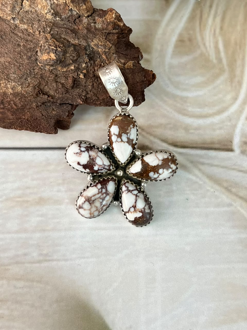 Handmade Sterling Silver Wildhorse Magnesite Pendant Signed Nizhoni