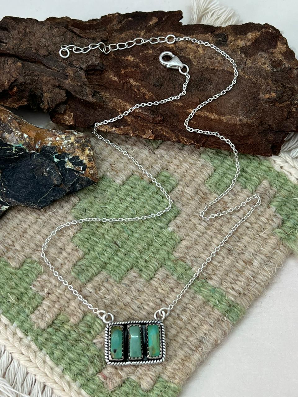 Handmade Sterling Silver Kingman Turquoise Necklace "Signed Nizhoni"