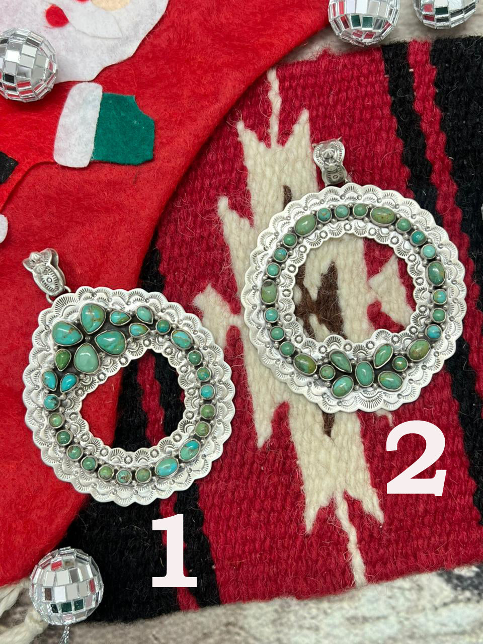 "Christmas Collection" Handmade Sterling Silver Kingman Turquoise Pendant " Signed Nizhoni"