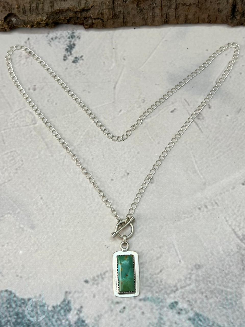 Handmade Sterling Silver Kingman Turquoise Lariat Necklace "Signed Nizhoni"