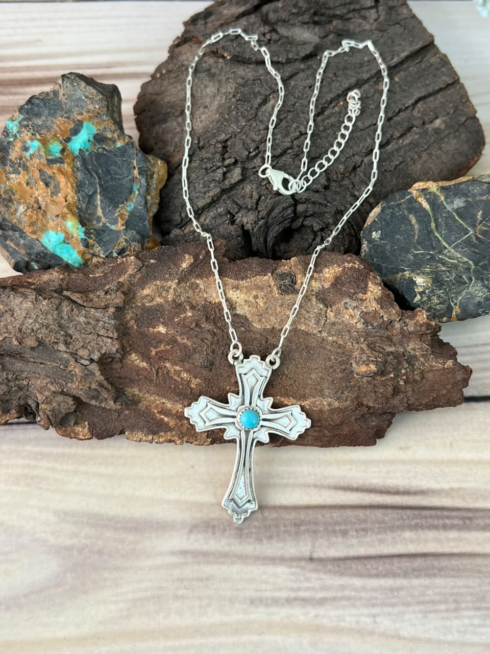 Handmade Sterling Silver Kingman Turquoise Necklace Signed Nizhoni