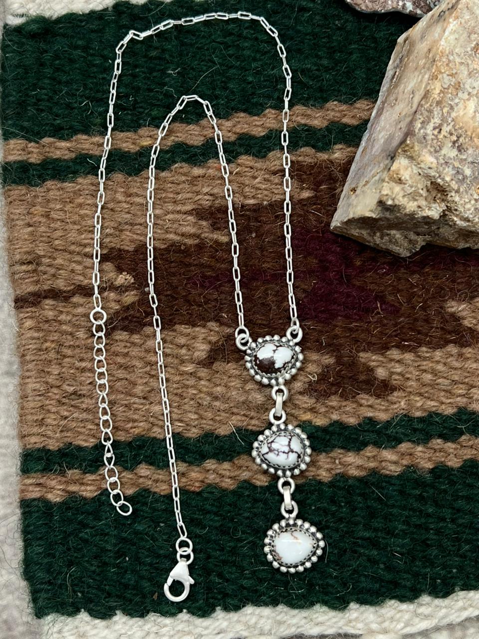 Handmade Sterling Silver Wild Horse Magnesite Necklace "Signed Nizhoni" (8)