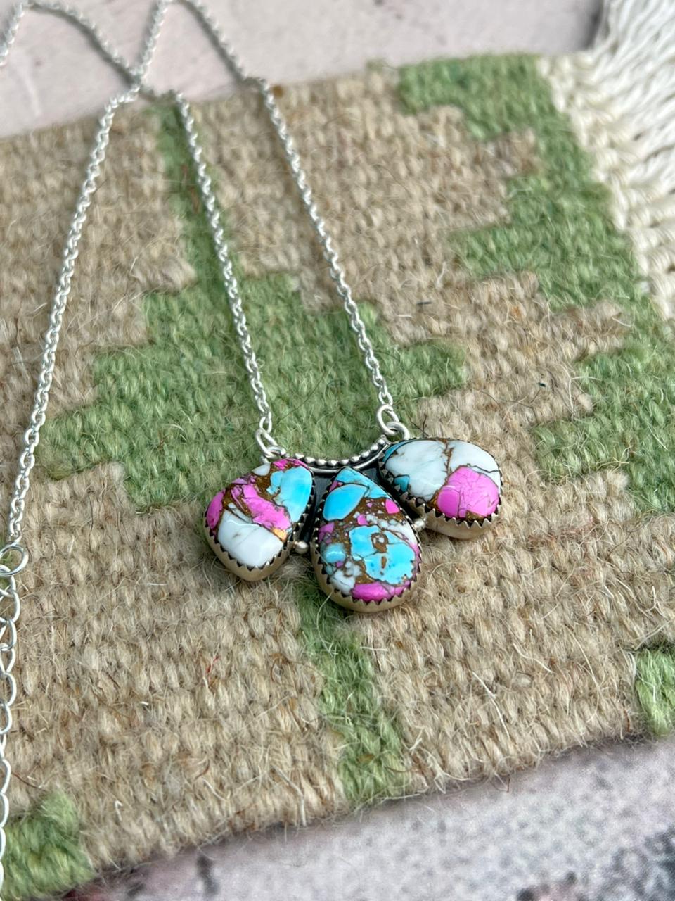 Handmade Sterling Silver Cotton Candy Necklace "Signed Nizhoni"