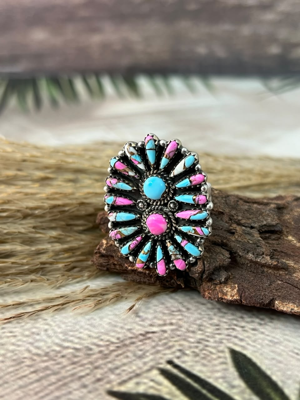 Handmade Sterling Silver Cotton Candy Adjustable Ring Signed Nizhoni (9)