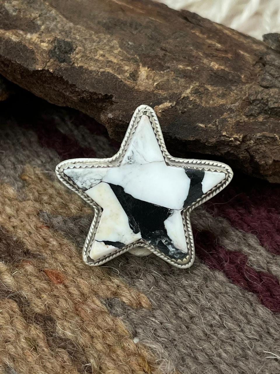 Handmade Sterling Silver White Buffalo Purse Key Clip "Signed Nizhoni"