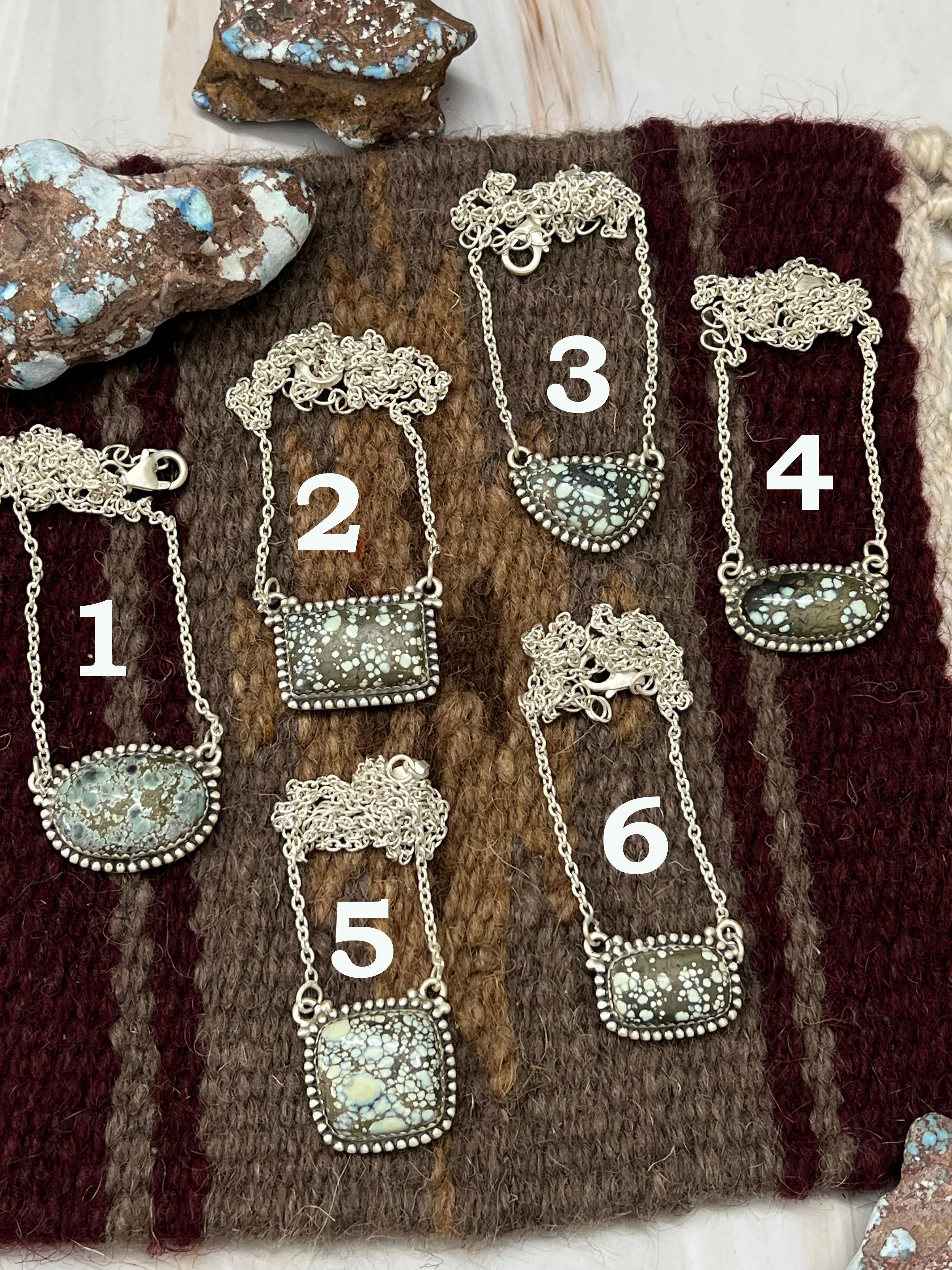 Handmade Sterling Silver Star Fox Variscite Necklace with Signed Nizhoni